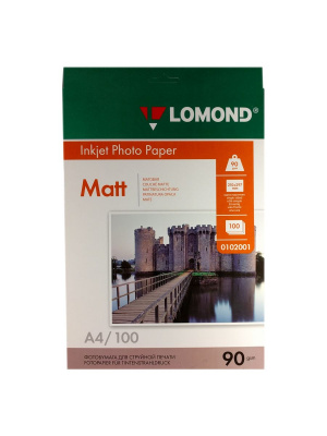 Фотобумага Lomond матовая односторонняя (0102001), A4, 90 г/м2, 100 л.
