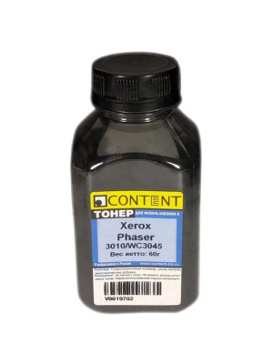 Тонер Content для Xerox Phaser 3010/WC 3045, Bk, 60 г, банка